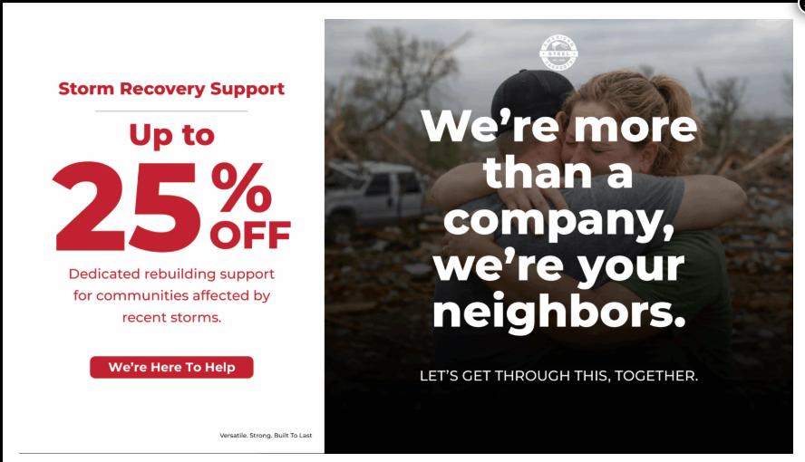 promo image for our storm recovery sale